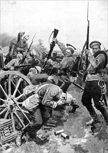 Cossack attack on German troops, East Prussia, First World War, 1914