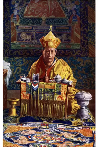 The Deb Raja, acting head of the Buddhist Church of Bhutan, 1922. Artist: John Claude White