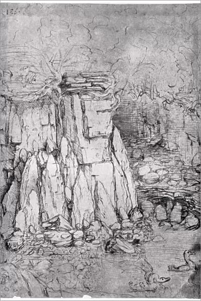 Study of a rocky cavern with ducks, 1482-1485 (1954). Artist: Leonardo da Vinci