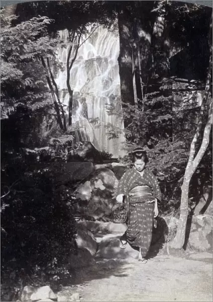 Splashing waters of a waterfall at Yumoto, Japan, 1904. Artist: Underwood & Underwood