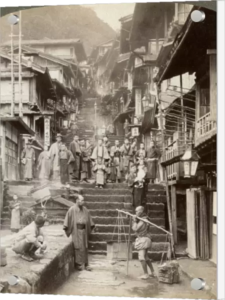 Main street up the steep side of Mount Haruna at a famous village of hot springs, Ikao, Japan, 1904. Artist: Underwood & Underwood