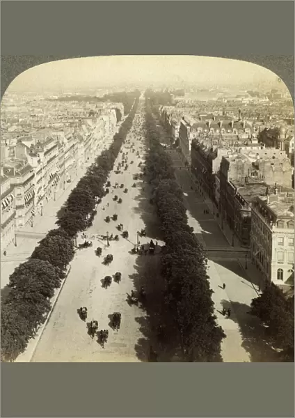 Champs Elysees from the Arc de Triomphe, Paris, France, 19th century. Artist: Underwood & Underwood