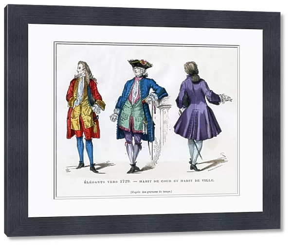 Dandy of c1729, court dress and town dress, (1882-1884). Artist: Tamisier