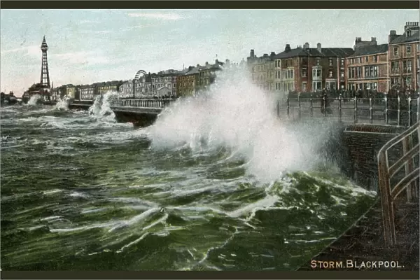 Storm, Blackpool, Lancashire, c1905