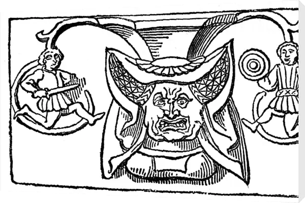 Carving of a woman wearing a horned headdress, 15th century, (1910)