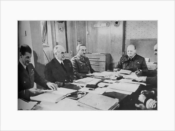 Mr Churchill at a conference on board ship, 1943-1944