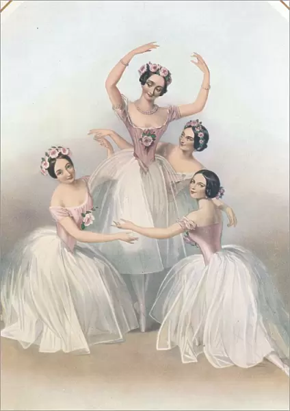 The Celebrated Pas De Quatre: composed by Jules Perrot, c1850. Artist: TH Maguire