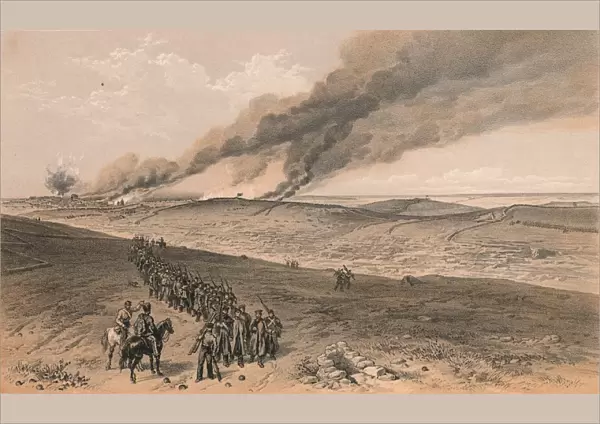 Redan and Advanced Trenches of British Right Attack, 1856. Artist: Thomas Picken