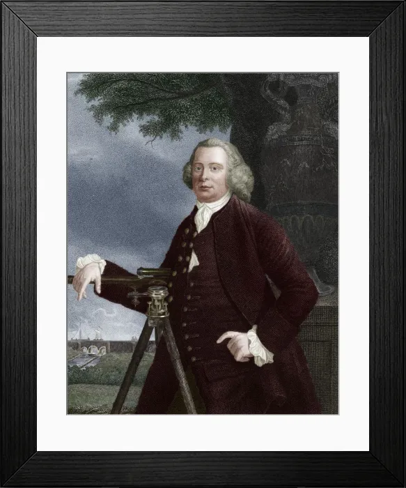 Framed Print : James Brindley, 18th century Canal Builder, (1836) Print Framed Print : James Brindley, 18th century Canal Builder, (1836) Print