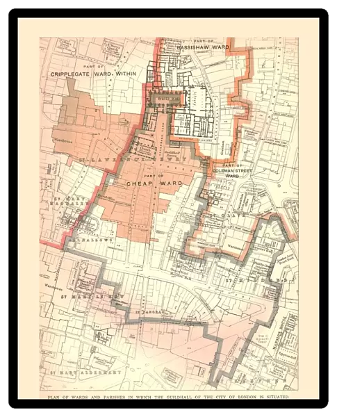 Guildhall City of London. Plan of Wards and Parishes, 1885, (1886)