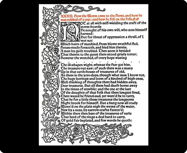 Kelmscott Press: Page from The Tale of Beowulf Printed in the Troy Type, c. 1895, (1914). Artist: William Morris