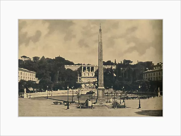 Roma - Obelisk, fountains and square of the Popolo. - Terraces of the Pincio public park, 1910