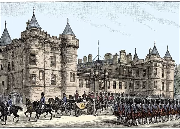 The queen leaving Holyrood Palace, Edinburgh, 1886, (1900)