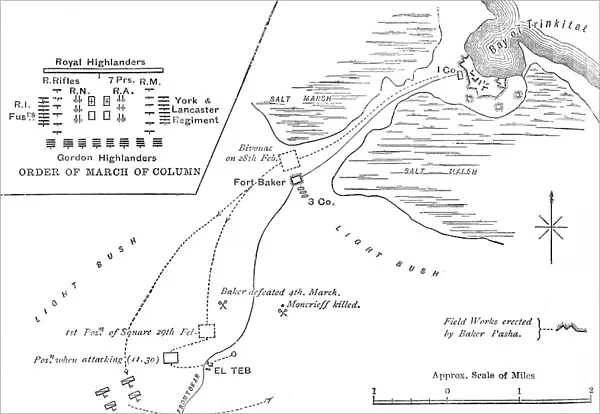 Map of the March to El Teb, (February 28-29, 1884), c1881-85