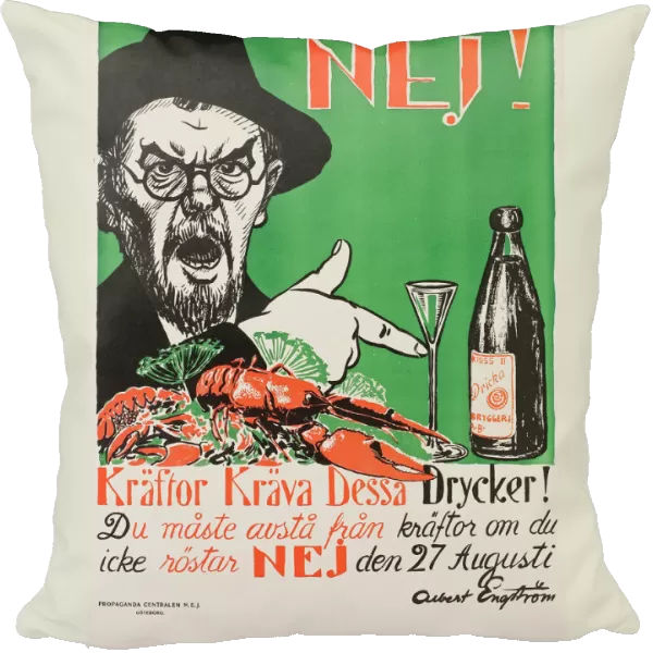 No! Crayfish require these drinks!, Swedish anti-Prohibition poster, 1922