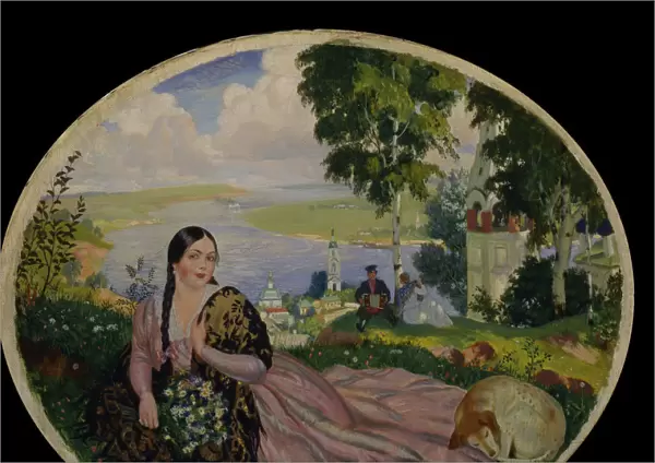 Girl At The Volga, 1915. Artist: Kustodiev, Boris Michaylovich (1878-1927)