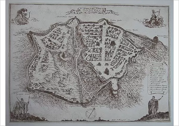 Map of Poltava in the early 18th-century. Artist: Anonymous