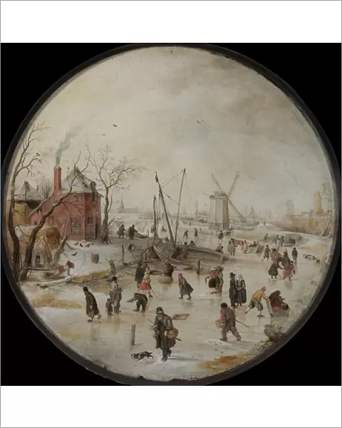 Frozen River with Skaters. Artist: Avercamp, Hendrick (1585-1634)