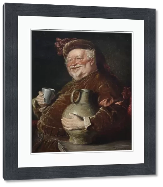 Falstaff with a Tankard of Wine and Tin Cup, 1910. Artist: Gruetzner, Eduard, von (1846-1925)