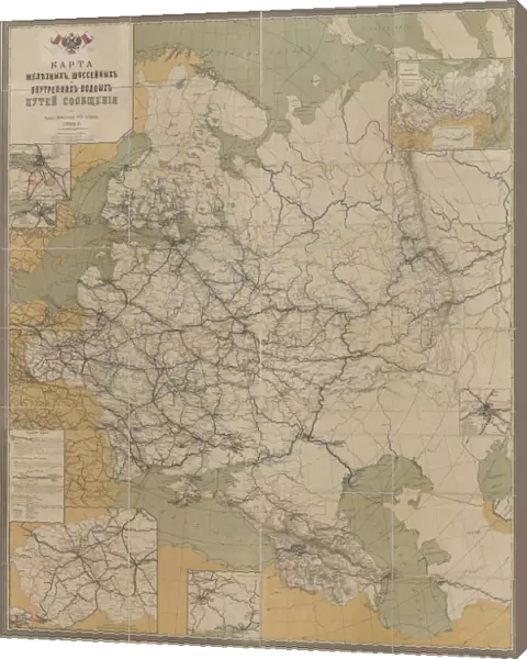 Map of Roads, Railroads and Inland Waterways of the Russian Empire, 1893, 1893. Artist: Anonymous master