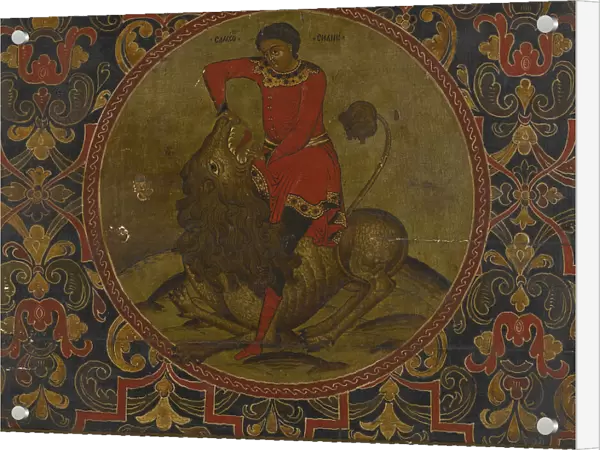 Samson Fighting the Lion, Early 18th century. Artist: Russian icon
