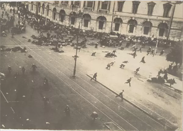 Government Troops Firing on Demonstrators, July 4, 1917, 1917. Artist: Bulla, Karl Karlovich (1853-1929)
