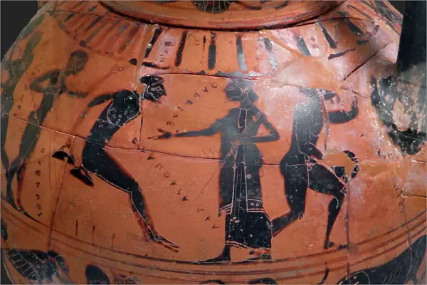 The long jump event at the ancient Olympic Games, Attic black-figured cup, 540 BC