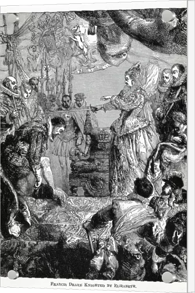 Francis Drake Knighted by Elizabeth, 1882. Artist: Anonymous