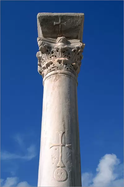 Cross inscribed on a column, Apollonia, Libya