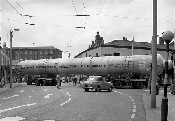 A heavy load stops the Manchester traffic, 1962. Artist: Michael Walters