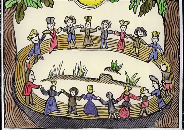 A circle of witches dancing beneath a full Moon, 19th or early 20th century. Artist