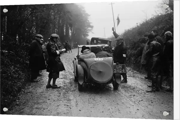 Morris Minor of KC McGuffie competing in the MCC Exeter Trial, Blackhill, Dorset, 1930