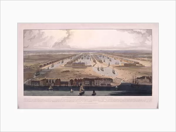 West India Docks, Poplar, London, 1802. Artist: William Daniell