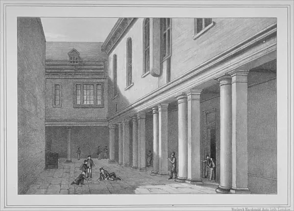 View of the cloisters of the Merchant Taylors School, City of London, 1860. Artist: Maclure