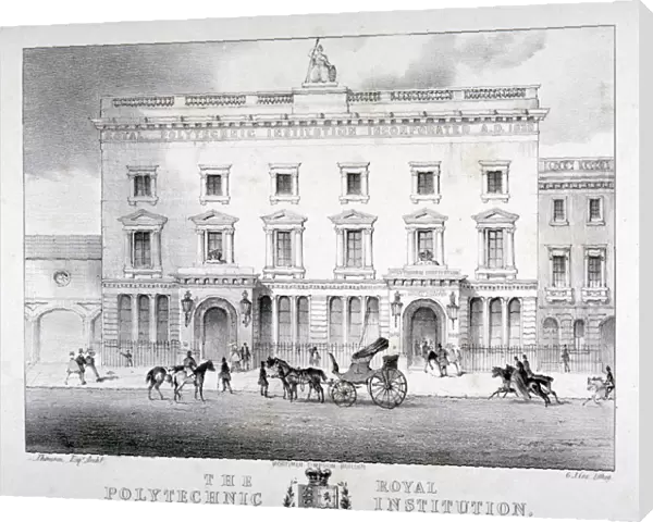 View of Regent Street Polytechnic with horse-drawn vehicles in front, London, c1840