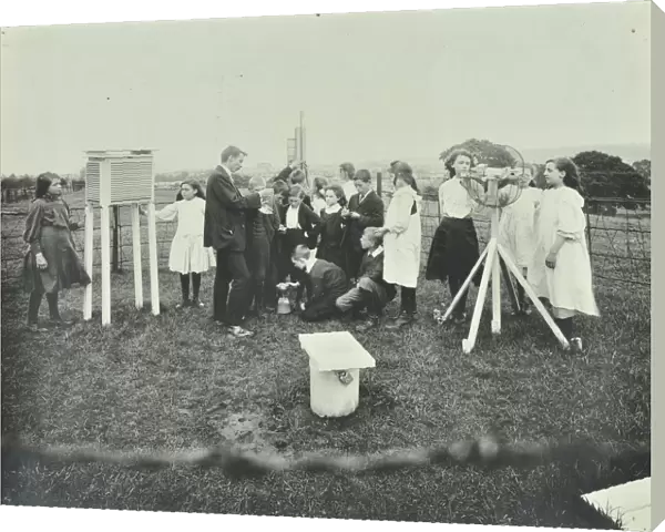 Children taking meteorological observations, Shrewsbury House Open Air School, London, 1908