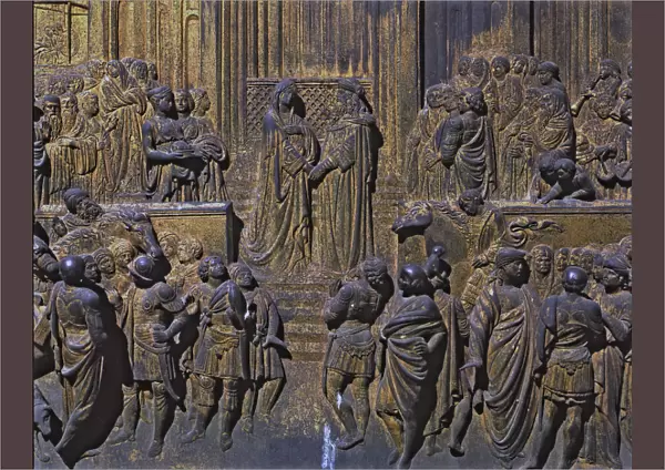 Meeting between Solomon and the Queen of Sheba, panel of the east door of the Baptistery