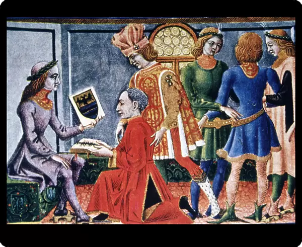 Emperor Frederick III receiving from the astronomer G. Bianchini the book Tabulae Astrologiae