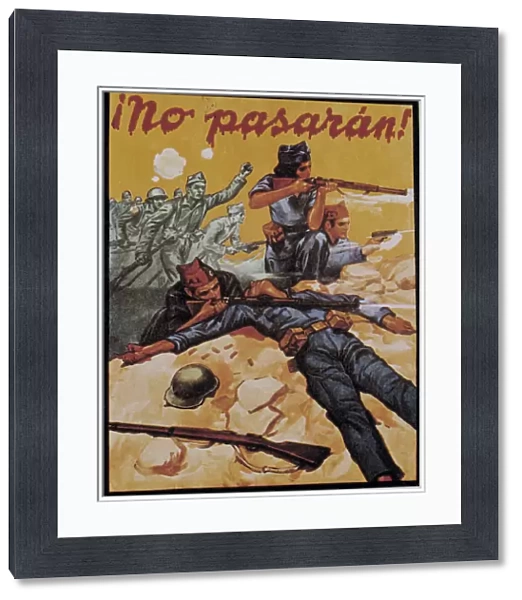 Spanish Civil War (1936-1939), poster No pasaran (They shall not pass), published by the CNT