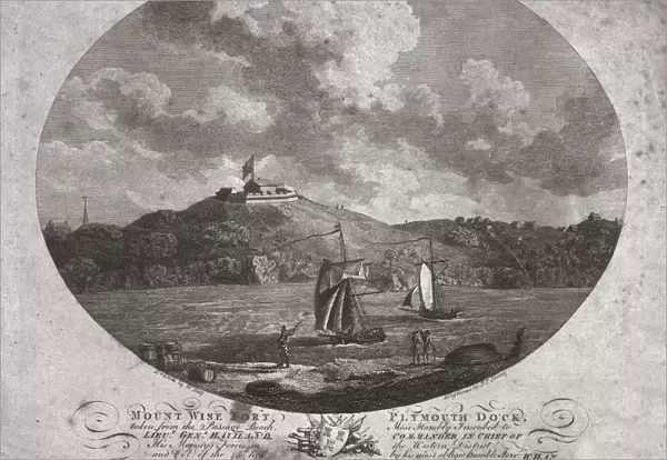 Mount Wise Fort, Plymouth Dock. 1780. Artist: Benjamin Thomas Pouncy