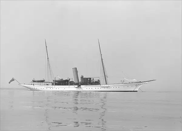 The steam yacht Sabrina at anchor, 1914. Creator: Kirk & Sons of Cowes