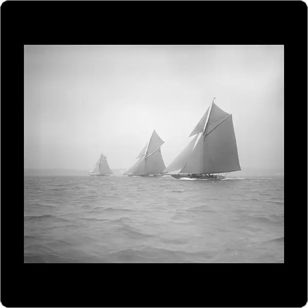 The racing cutters Sonya, Onda and Carina, 1911. Creator: Kirk & Sons of Cowes