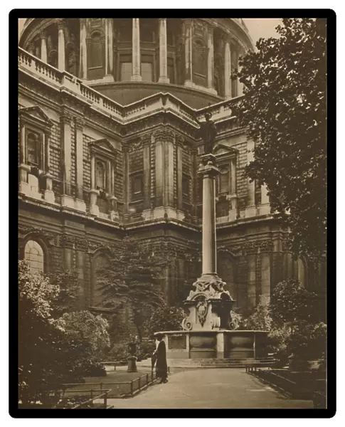 Memorial in St. Pauls Churchyard of the Cross Destroyed By The Roundheads, c1935