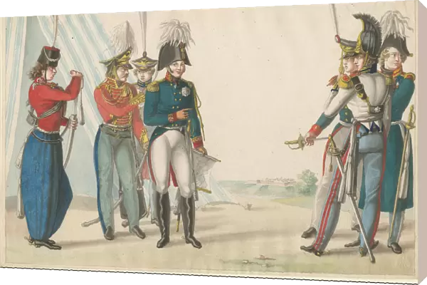 Tsar Alexander I and Russian officers, 1815. Artist: Finert (Finart), Noel Dieudonné