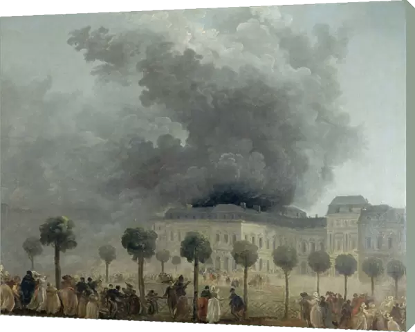Fire at the Opera House of the Palais-Royal, June 8, 1781, ca 1781. Creator: Robert