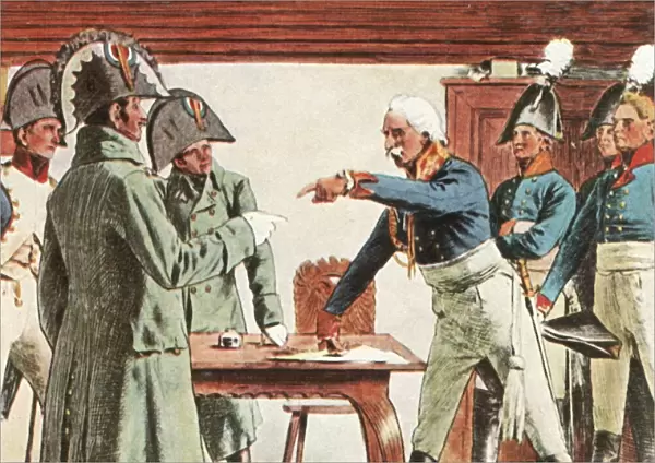 Blücher surrenders near Ratkau, 7 November 1806, (1936). Creator: Unknown