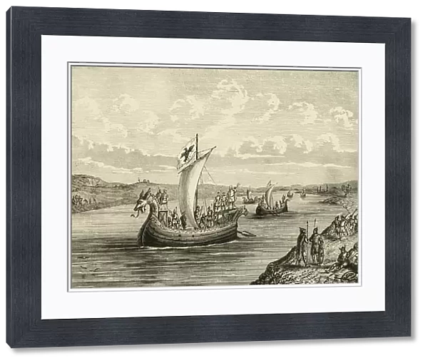 Scandinavian Vessels Ascending A River, 1890. Creator: Unknown