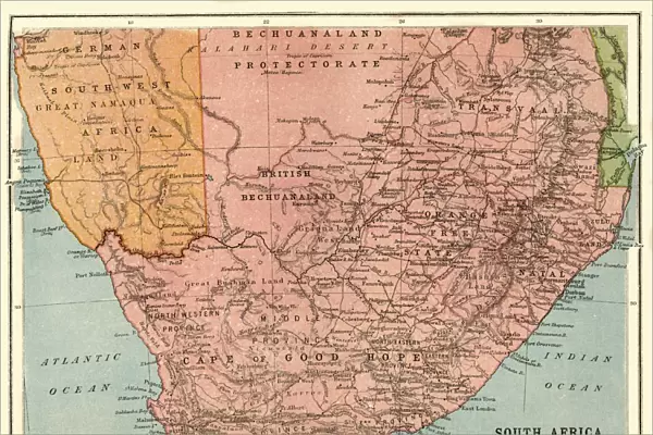 Map of South Africa, c1914, (c1920). Creator: John Bartholomew & Son