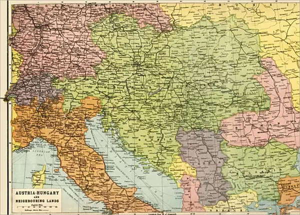 Austria-Hungary and Neighbouring Lands - Map, 1920. Creator: John Bartholomew & Son