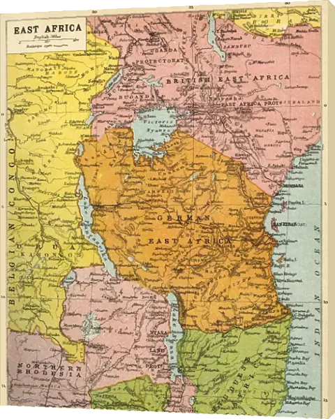 Map of East Africa, First World War, (c1920). Creator: John Bartholomew & Son